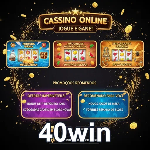 Jogador acessando jogos de casino na 40win com interface simples